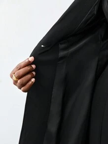 BizChic 1入組純色單鈕扣西裝外套 - 黑色 - 查看 3