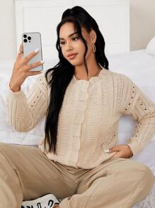 Celure áo hở cổ kích thước lớn - Màu Khaki - Xem 3