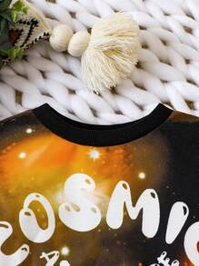 Baby Boy Galaxy & Letter Graphic Sweatshirt