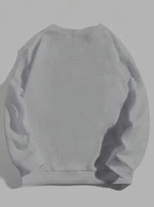 EURMUSE Men Floral Print Thermal Lined Sweatshirt Streetwear - Grey - View 2