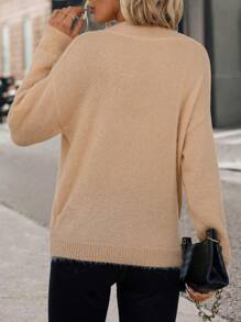 SHEIN LUNE Women'S Wrap-Front Drop Shoulder Sweater