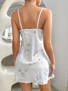 花卉印花吊带睡衣 - 白色 - 查看 2