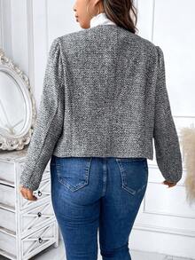 Calvaya Hơn Cổ áo thác nước Mở Mặt trước Áo khoác - màu đen - Xem 2