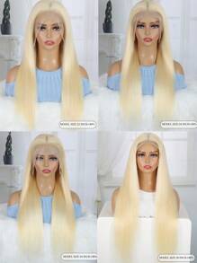 613 Blonde Transparent Lace Front Straight 13X4 Pre Plucked Human Hair Wigs Hair Replacement Wig Daily Use For Women Halloween Costumes