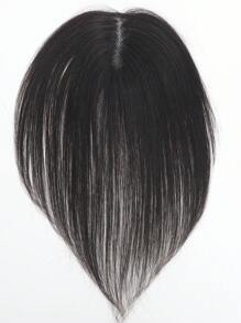 Swiss Ren Human Hair Topper Topper màu đen tự nhiên Top 9 * 10Cm Topper thẳng với Bangs - Natural Black - Xem 2