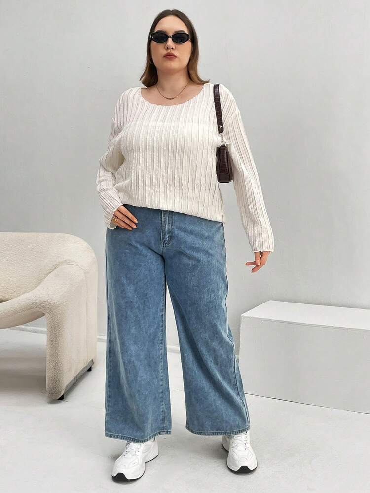 Plus Solid Drop Shoulder Tee