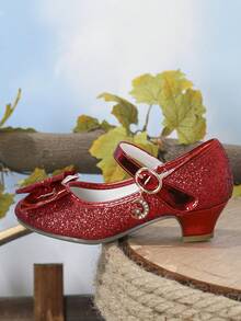 Children's High Heel Shoes Princess Shoes - Red - View 4