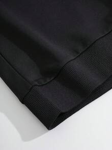 Men Letter Graphic Drop Shoulder Sweatshirt - Black - View 4