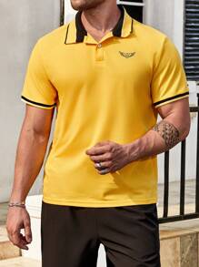 Manfinity Homme Men Plus Eagle Print Contrast Trim Polo Shirt - Multicolor - View 1