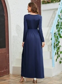 DEARCASE 素色隱藏口袋A字連衣裙