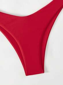 SHEIN Swim Bộ bikini băng đô 3d màu hồng trên bãi biển mùa hè - Đỏ - Xem 5