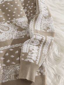 Manfinity NXTstreet Men Paisley Scarf Pattern V Neck Sweater - Multicolor - View 4