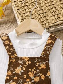 SHEIN Cô Gái Trẻ Cổ giả Áo thun & In hoa Đầm Tổng thể - Nhiều màu - Xem 3