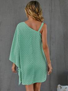 SHEIN Clasi In Toàn bộ Cổ không đối xứng tay cánh Đầm - Nhiều màu - Xem 2