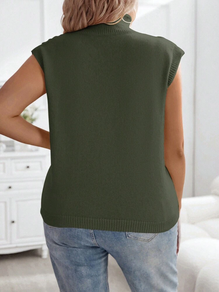 Plus Cable Knit Mock Neck Sweater Vest