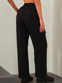 SHE(IN) BRASIL Pantalones cargo con bolsillo lateral con solapa - Negro - Ver 2