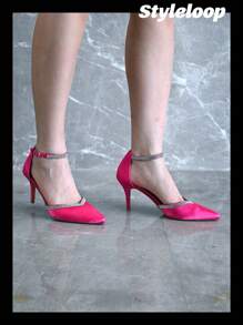 女士時尚派對高跟鞋，讓您看起來更苗條 - 玫紅色 - 查看 3