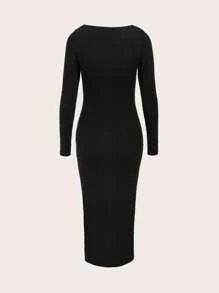 SHEIN BASICS Square Neck Bodycon Dress