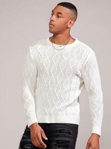 Manfinity VCAY Men Solid Round Neck Sweater, For Fall Winter - Beige - View 5
