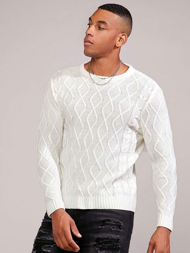 Men Solid Round Neck Sweater, For Fall Winter
