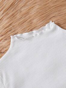 Genkimix Kids Tween Girl 3pcs Mock Neck Lettuce Trim Ribbed Knit Tee - Multicolor - View 8