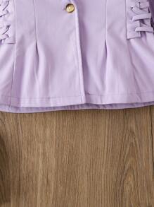 SHEIN Young Girl 1pc Lace Up Side Single Button Coat - Purple - View 5