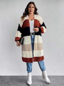 SHEIN LUNE Hơn Khối màu Thả vai Áo len Duster - Nhiều màu - Xem 7