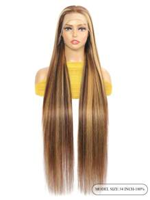 Highlight Transparent Lace Front Straight 13*4 Human Hair Wigs Piano Color With Baby Hair Pre Plucked 16-30inch