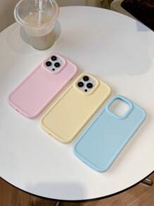 3pcs/set Tpu Matte Spray Solid Color Soft Edge Phone Case With Large Camera Hole And Groove, Compatible With Apple Models - Multicolor - View 2