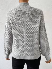 SHEIN LUNE 高領落肩袖套頭毛衣 - 灰色 - 查看 2