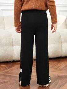 SHEIN 男小童字母補丁細節下擺開叉針織長褲