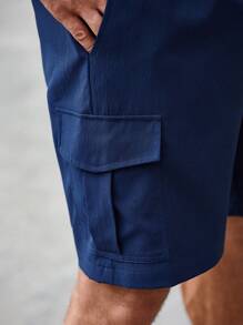 Manfinity Homme Men Flap Pocket Side Drawstring Waist Cargo Shorts - Blue - View 7