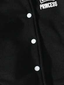 SHEIN Young Girl Letter Graphic Two Tone Varsity Jacket Without Tee - Black and White - View 3