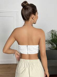 SHEIN EZwear Solid Crop Tube Top - White - View 2