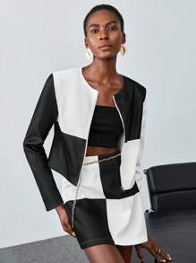 Maija Cazadora crop de dos tonos con cremallera - Multicolor - Ver 5