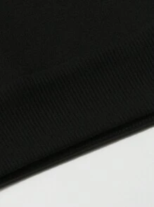 SHEIN Essnce 塔楼字母图案保暖内衬卫衣，适合毕业季、返校季、教师节等场合，女士款，秋季返校套头卫衣 - 黑色 - 查看 5