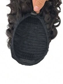 Extensiones de pelo humano virgen natural negro de onda de agua con cordón, cola de caballo de alta calidad para mujeres
