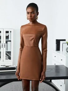 BizChic Solid Fitted Dress Without Belt
