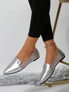 女士平底鞋 - 銀色 - 查看 1