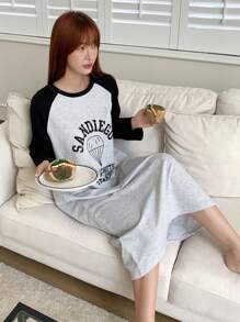 DAZY 字母圖案插肩袖休閒服洋裝