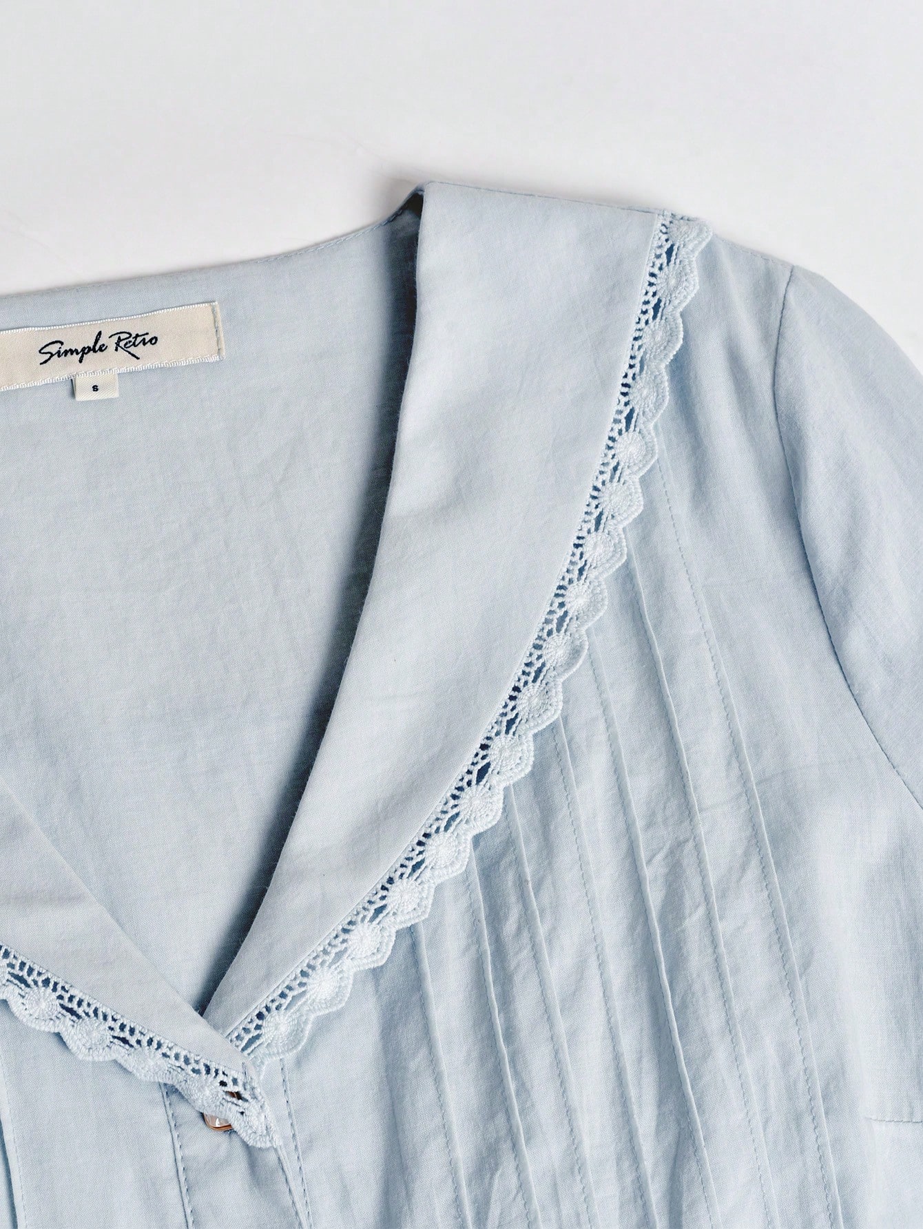 Simple Retro Press Crease Lace Trim Sailor Collar Aline Dress for Sale