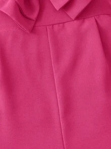 SHEIN Baby Girl Bow Front Puff Sleeve Romper - Pink - View 3
