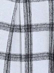 SHEIN LUNE Plaid Print Drop Shoulder Belted Overcoat - Black and White - View 6