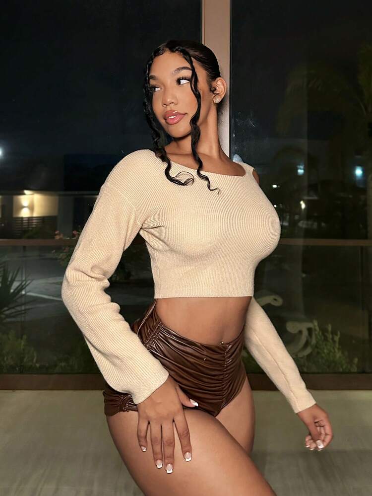 Cut Out Crop Sweater