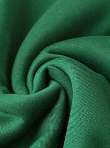 SHEIN LUNE 大碼字母刺繡加絨內裏運動衫 - 綠色 - 查看 4