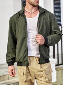 Manfinity Homme Men Plus 1pc Zip Up Hooded Jacket