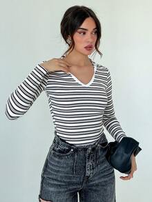 SHEIN Essnce In sọc Áo nỉ có mũ - Nhiều màu - Xem 5