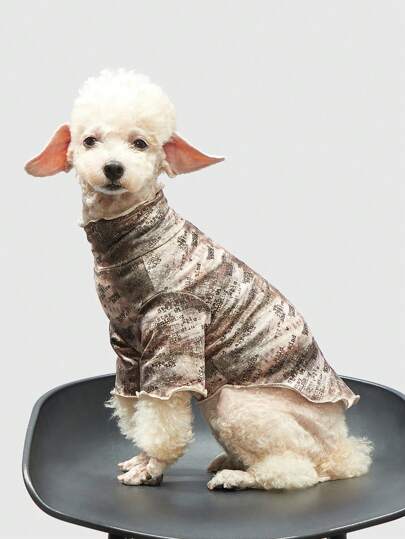 SHEIN X Danna Paola Top vintage ajustado con roto de mascota con estampado elástico de tela