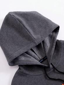 ROMWE MEN Grunge Punk 男士骷髏及字母圖案束口保暖連帽衣 - 灰色 - 查看 3