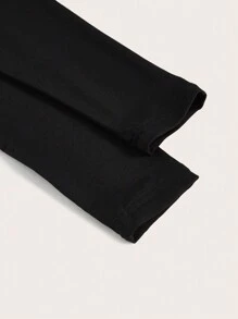 SHEIN BASICS 1pc Slim Fit Round Neck Bodysuit - Black - View 4